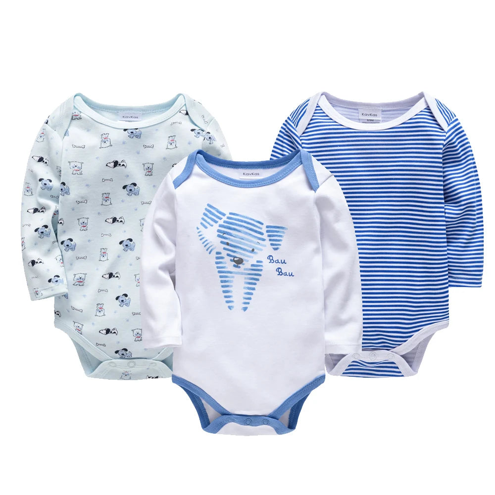 3 6 PCS/SET Baby Bodysuit 100% Cotton Body Bebe Girl Boy Clothes Cartoon Print Long Sleeve Autumn Winter Clothing