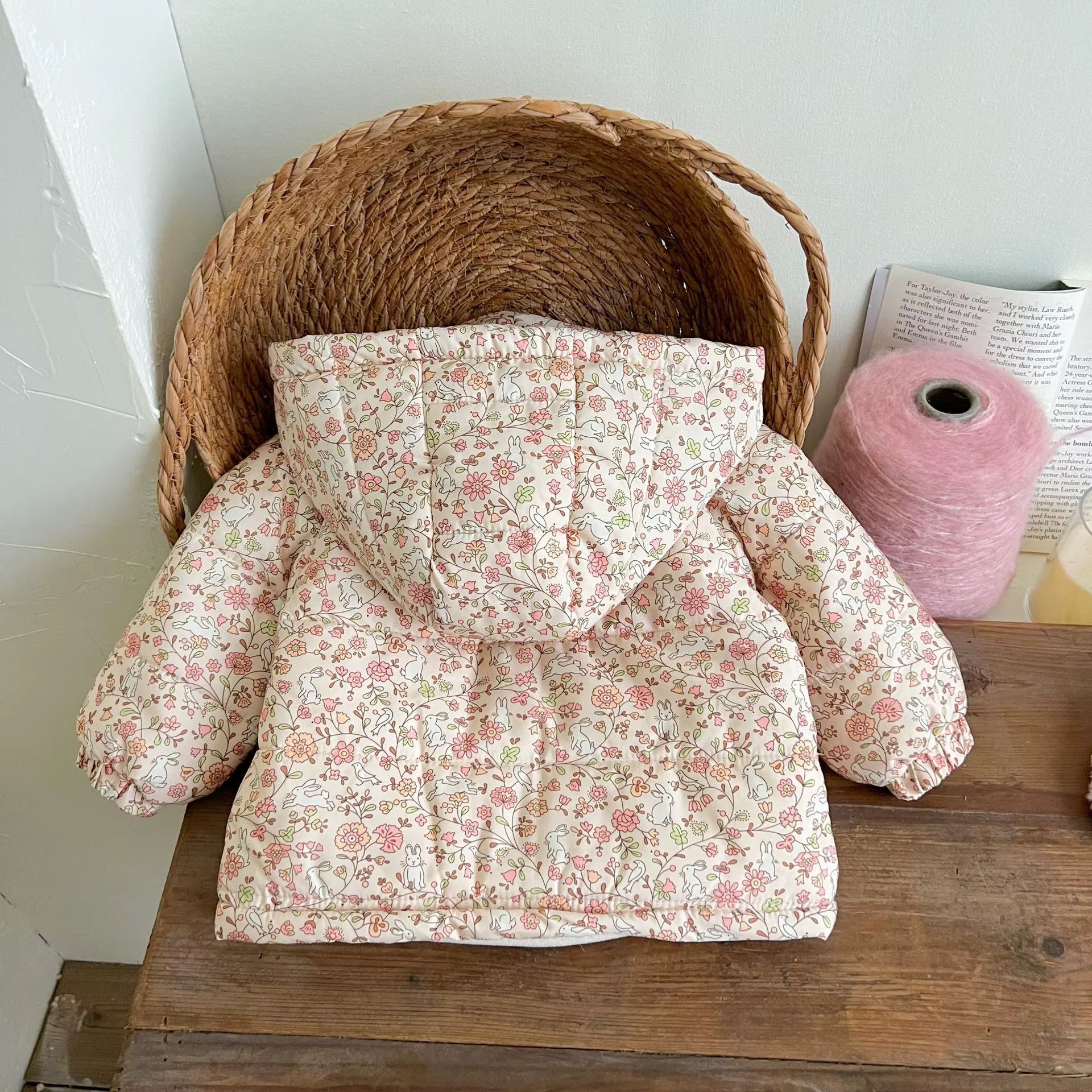 Winter Newborn Infant Baby Girls Floral Bow Hooded Coat Winterproof Jacket Kids Fashion Baby Clothing