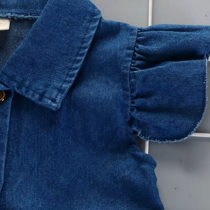 IENENS Kids Baby Girls Daily Dress Clothes Infant Toddler Cotton Children Casual Wear Denim Clothing Skirt Dresses 1-4 Years