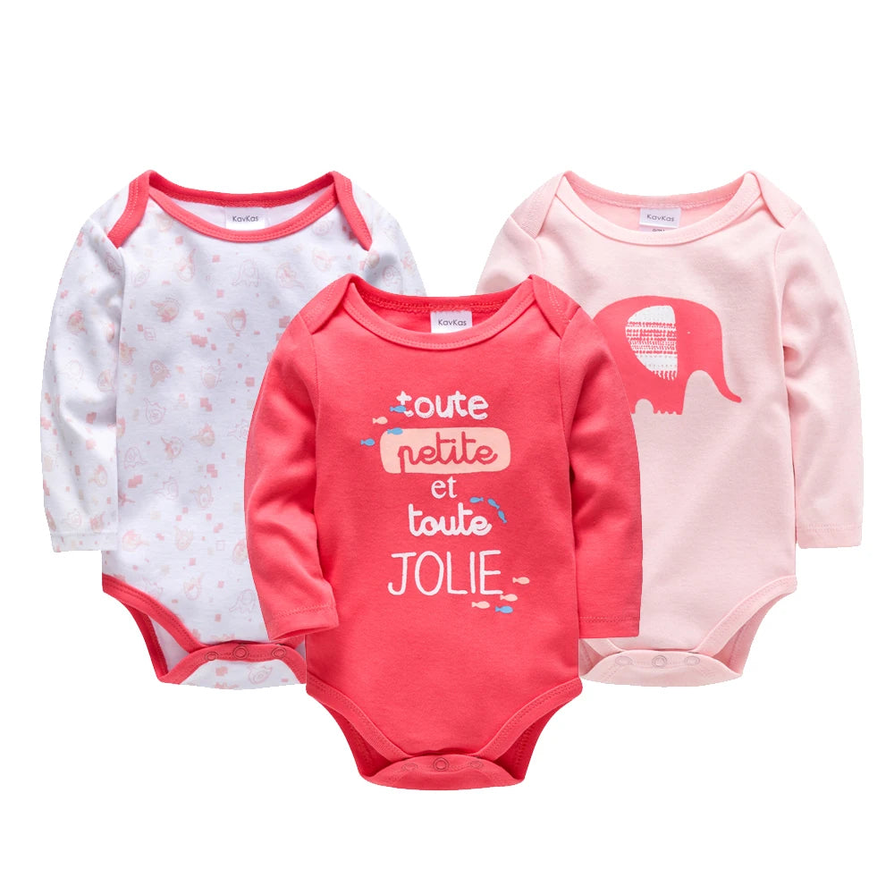 3 6 PCS/SET Baby Bodysuit 100% Cotton Body Bebe Girl Boy Clothes Cartoon Print Long Sleeve Autumn Winter Clothing