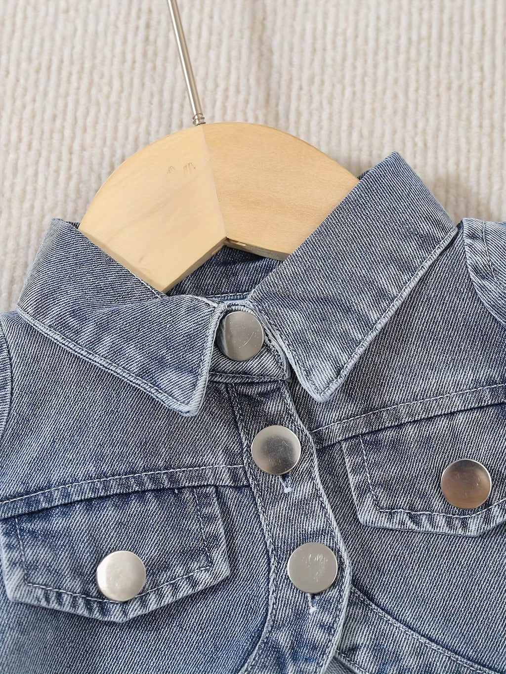 Autumn Baby Girl Long-Sleeved Denim Jacket + Strappy Cake Denim Skirt 2-Piece Outdoor Casual Denim Set