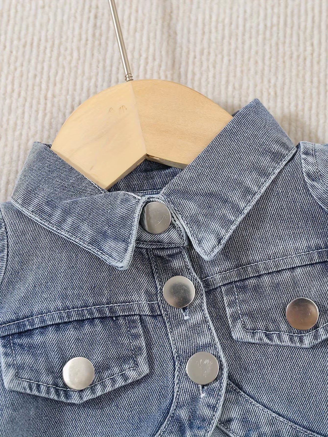 Autumn Baby Girl Long-Sleeved Denim Jacket + Strappy Cake Denim Skirt 2-Piece Outdoor Casual Denim Set