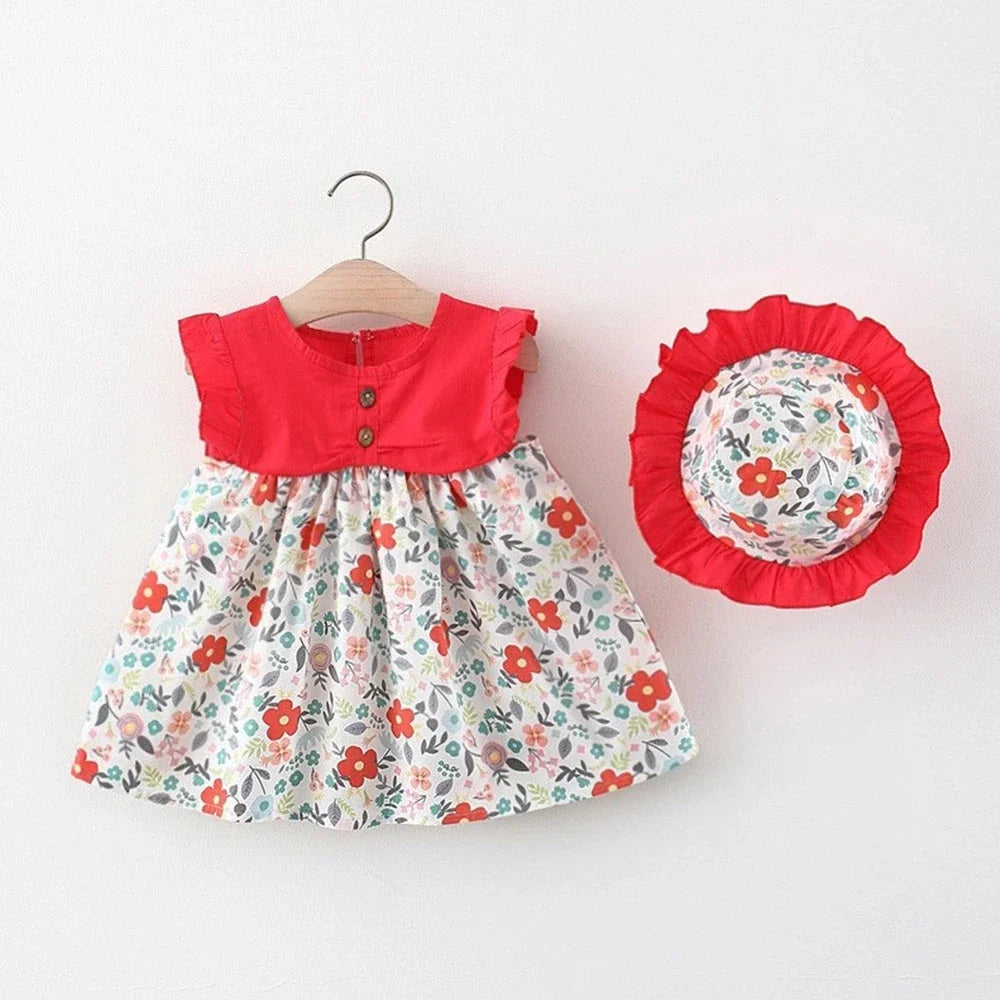 2024 Girls Cute Summer Sleeveless Dress Girl 2Pieces Sets Short Pants+Dress Set Stripe Patten for Baby 6-24M