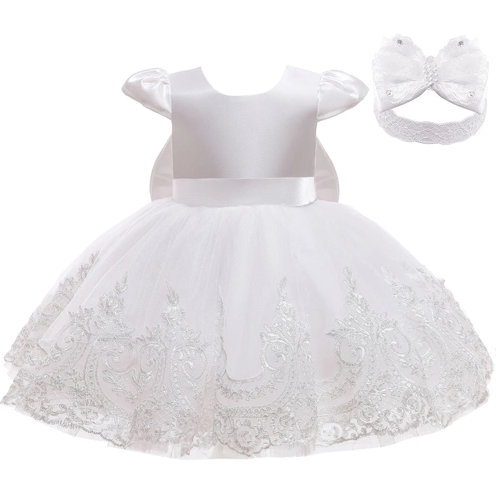 Black Dresses for Baby Girl 1St Birthday Party Dress Backless Bow Cute Baby Baptism Gown Kids Wedding Elegant Princess Dress