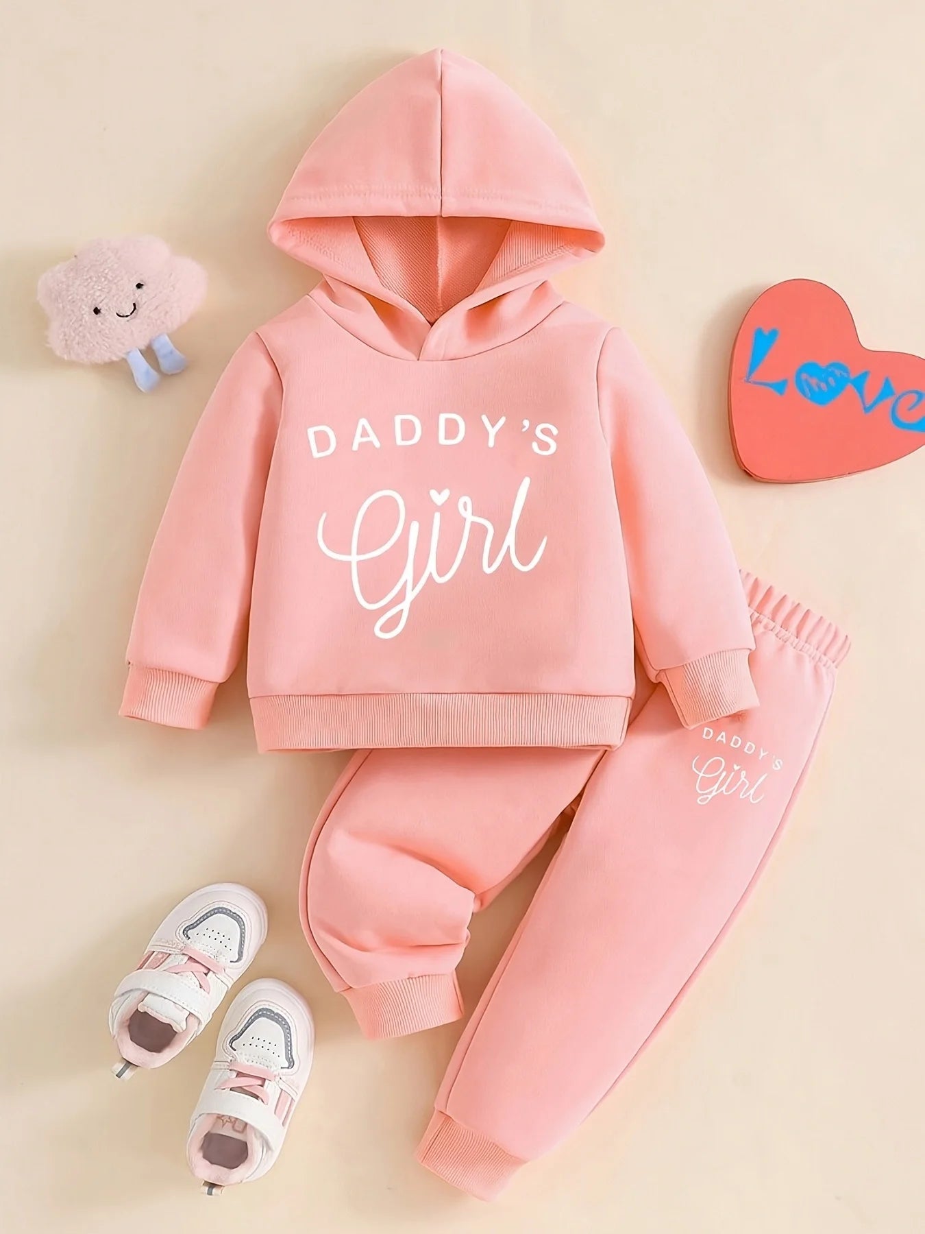 Baby Girl DADDY'S GIRL Letter Pattern Hoodie+Casual Pants Spring and Autumn Sports Set