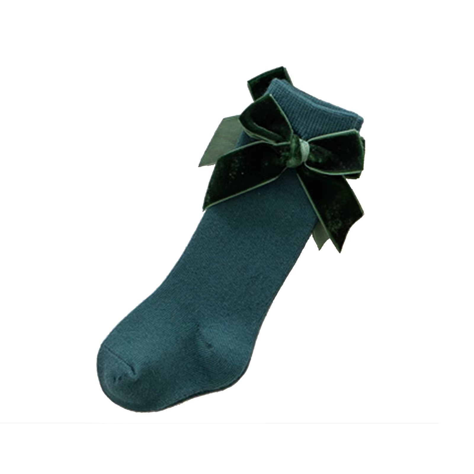 Classic cotton knee-high tights with velvet bow for newborns and babies (0-3 years)