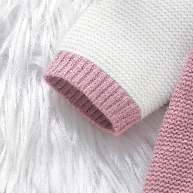 Baby Girl Rompers Autumn Pink Long Sleeve Knit Newborn Infant Jumpsuits Hats Outfits Set 0-18M Toddler Children Winter Playsuits