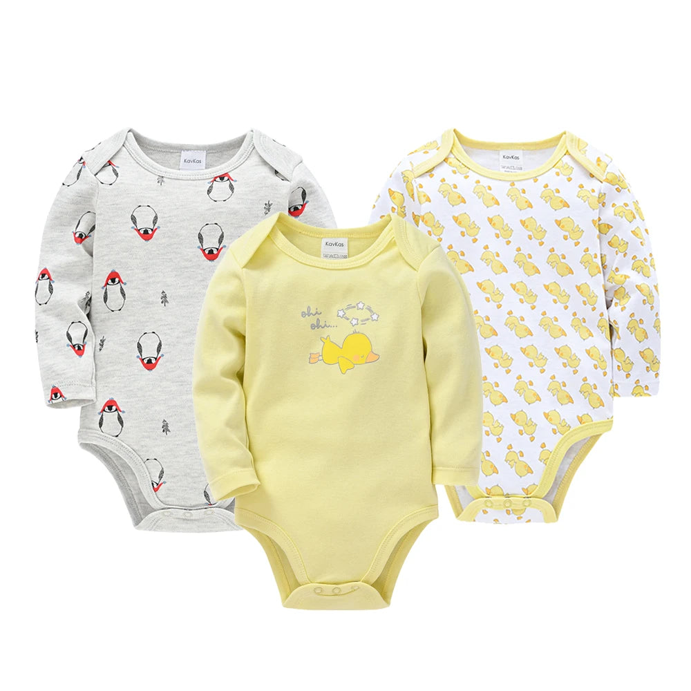 3 6 PCS/SET Baby Bodysuit 100% Cotton Body Bebe Girl Boy Clothes Cartoon Print Long Sleeve Autumn Winter Clothing