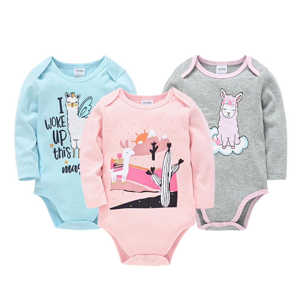3 6 PCS/SET Baby Bodysuit 100% Cotton Body Bebe Girl Boy Clothes Cartoon Print Long Sleeve Autumn Winter Clothing