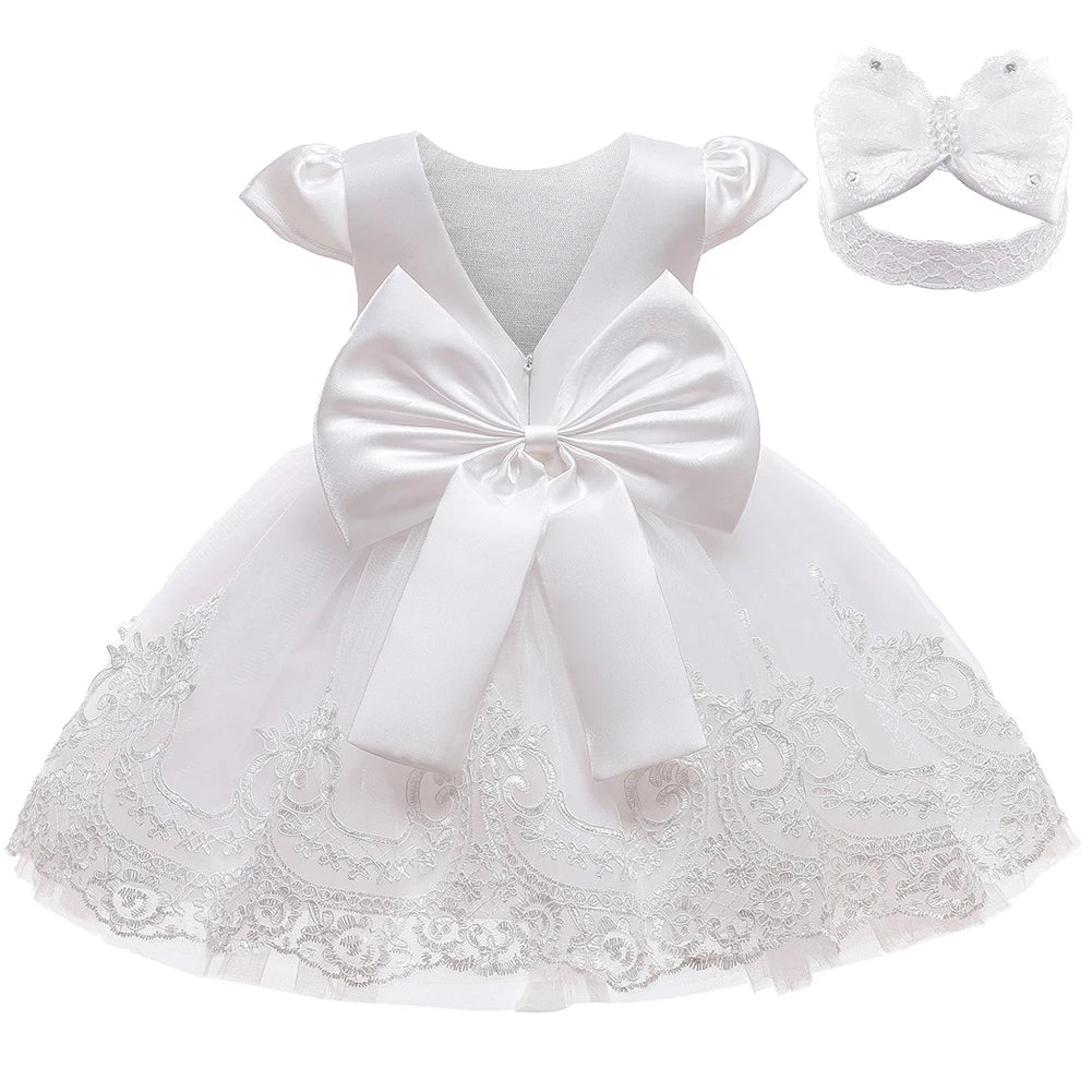 Black Dresses for Baby Girl 1St Birthday Party Dress Backless Bow Cute Baby Baptism Gown Kids Wedding Elegant Princess Dress