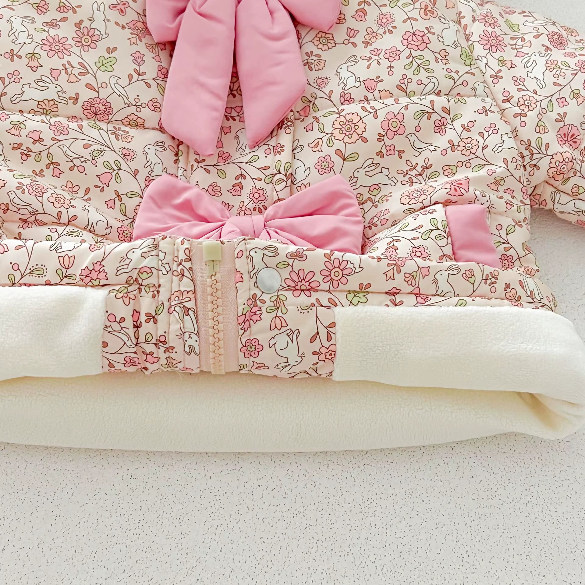 Winter Newborn Infant Baby Girls Floral Bow Hooded Coat Winterproof Jacket Kids Fashion Baby Clothing