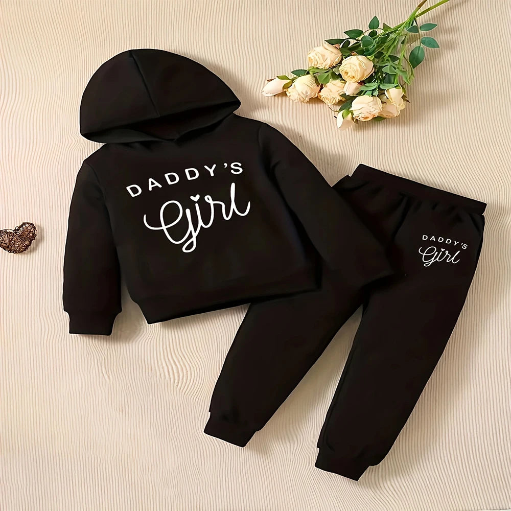 Baby Girl DADDY'S GIRL Letter Pattern Hoodie+Casual Pants Spring and Autumn Sports Set
