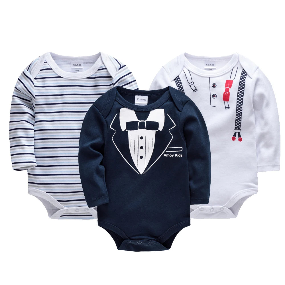 3 6 PCS/SET Baby Bodysuit 100% Cotton Body Bebe Girl Boy Clothes Cartoon Print Long Sleeve Autumn Winter Clothing