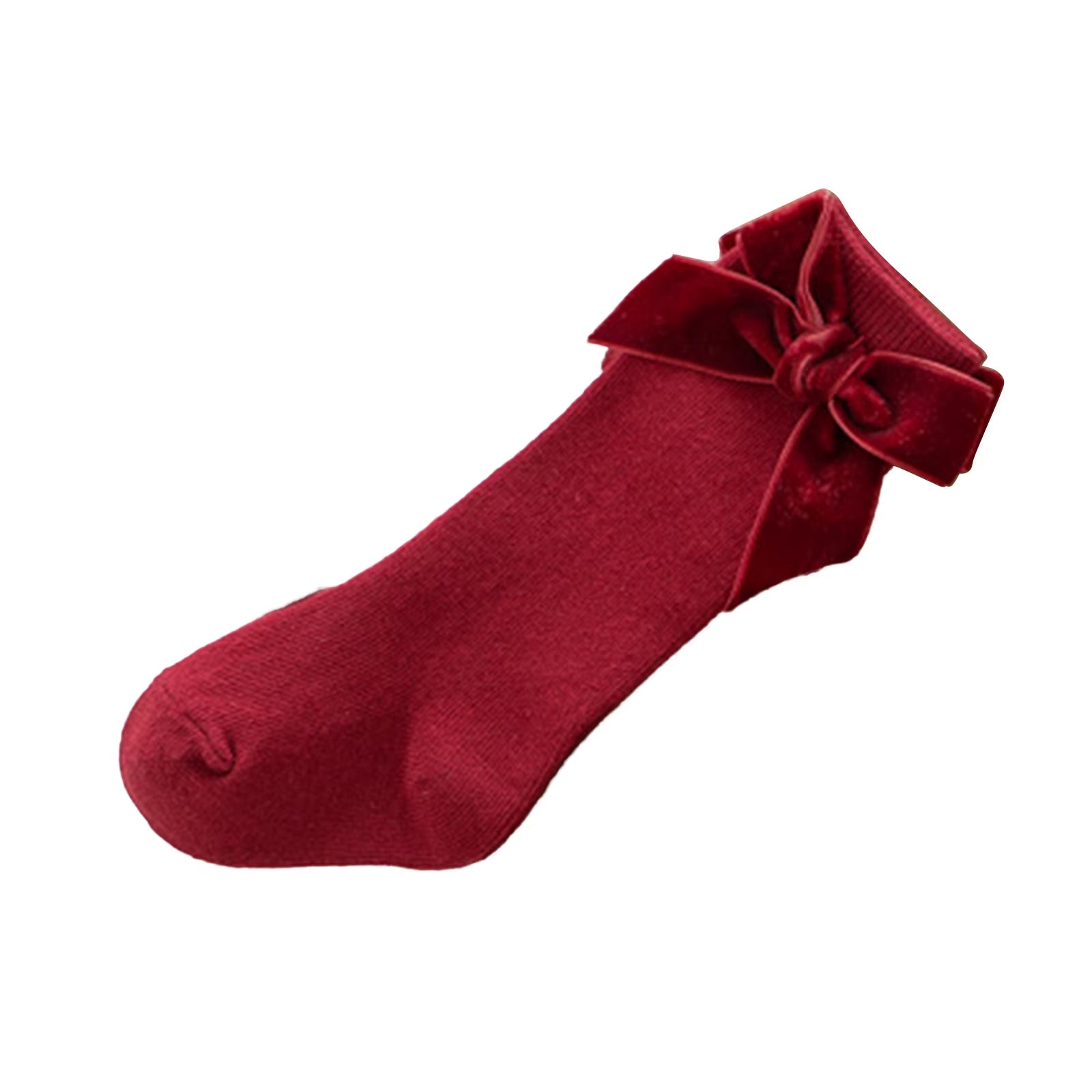 Classic cotton knee-high tights with velvet bow for newborns and babies (0-3 years)