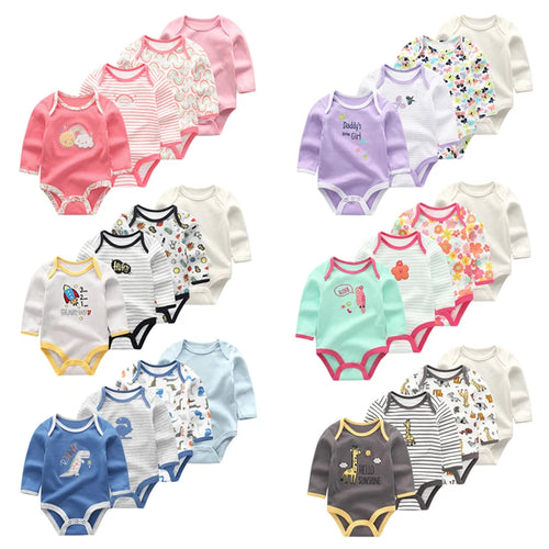 4Pcs/Lot Newborn Baby Bodysuit 0-12M Baby Romper Long Sleeve Roupas De Bebe Baby Boy Girl Clothes Set 2019