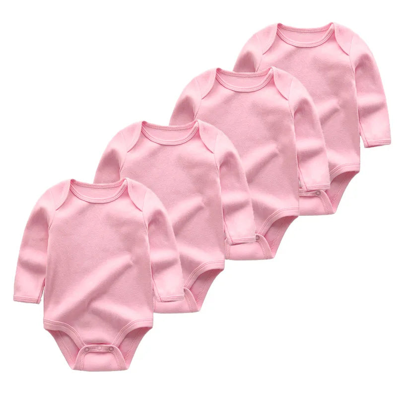 4Pcs/Lot Newborn Baby Bodysuit 0-12M Baby Romper Long Sleeve Roupas De Bebe Baby Boy Girl Clothes Set 2019