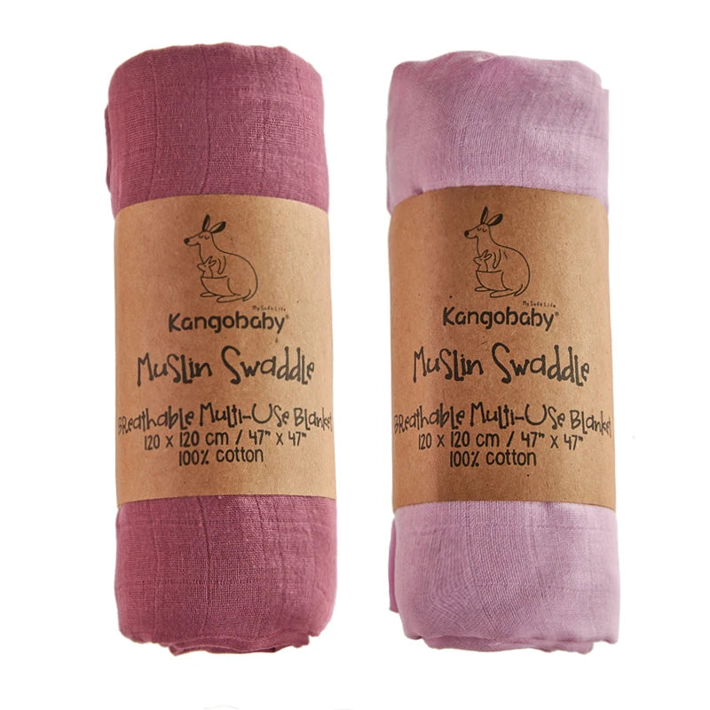 2pcs Set 100% Cotton Baby Muslin Swaddle Blanket Newborn Bath Towel Infant Wrap