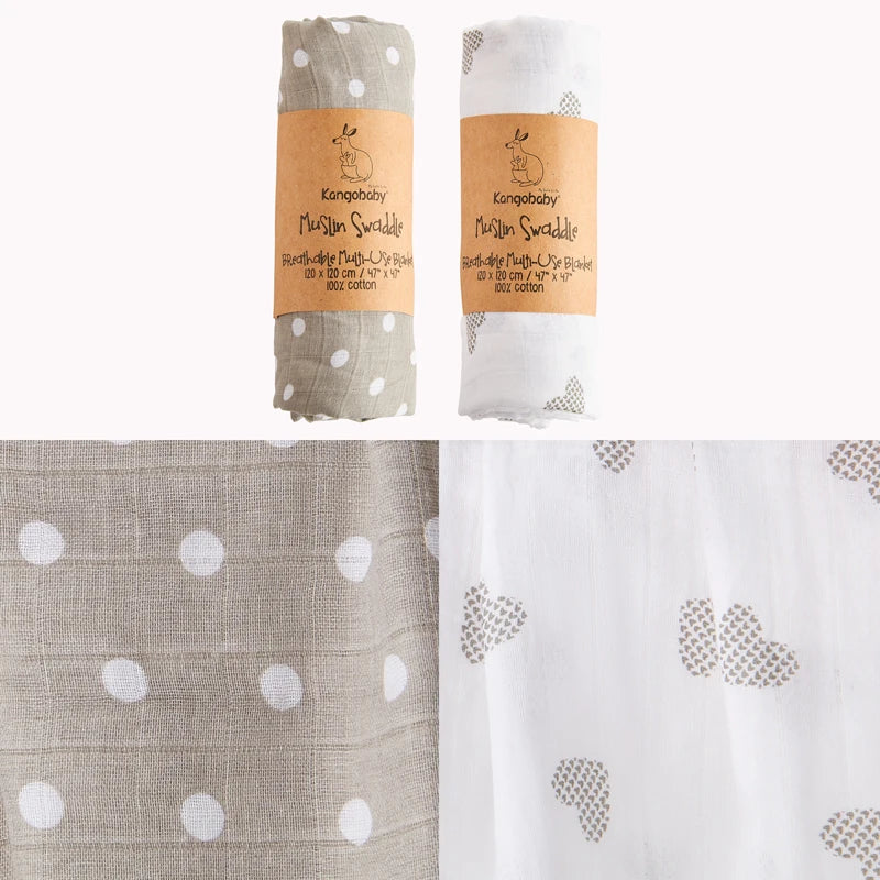 2pcs Set 100% Cotton Baby Muslin Swaddle Blanket Newborn Bath Towel Infant Wrap