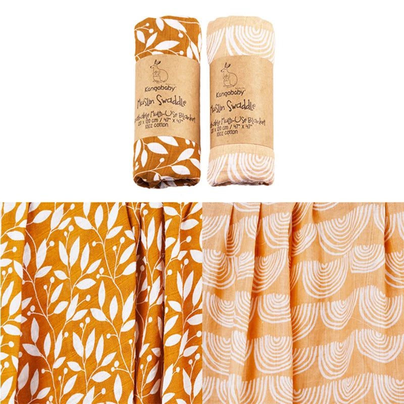 2pcs Set 100% Cotton Baby Muslin Swaddle Blanket Newborn Bath Towel Infant Wrap