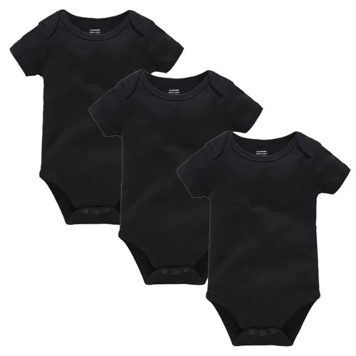 3PCS 5PCS Baby Boys Girls Clothes Solid White Short Sleeve Cotton