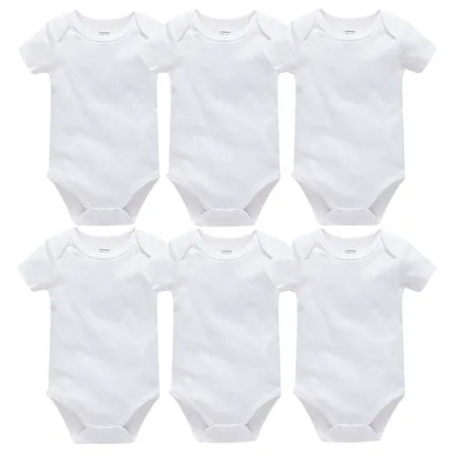 3PCS 5PCS Baby Boys Girls Clothes Solid White Short Sleeve Cotton