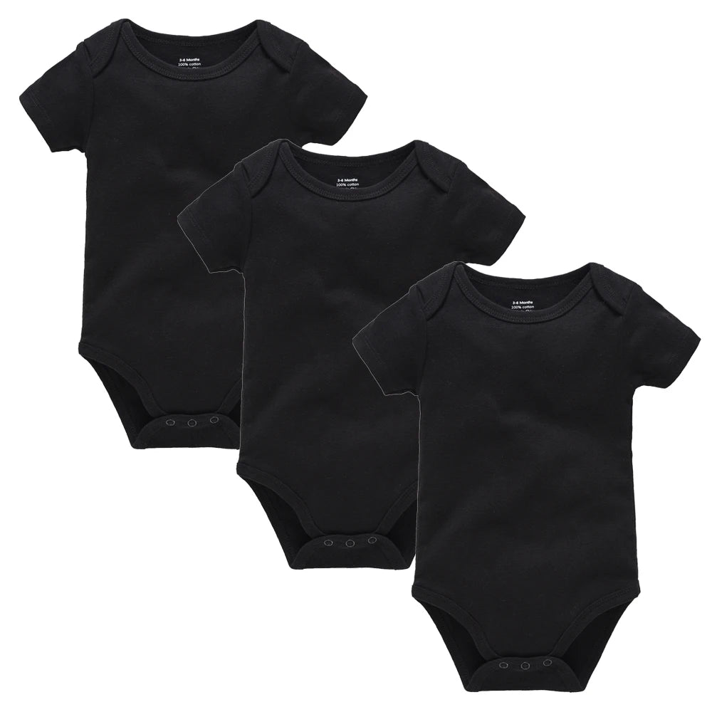 3PCS 5PCS Baby Boys Girls Clothes Solid White Short Sleeve Cotton
