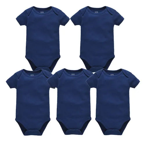 3PCS 5PCS Baby Boys Girls Clothes Solid White Short Sleeve Cotton