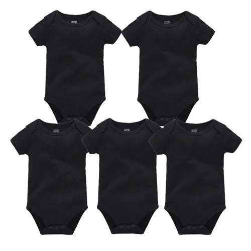3PCS 5PCS Baby Boys Girls Clothes Solid White Short Sleeve Cotton