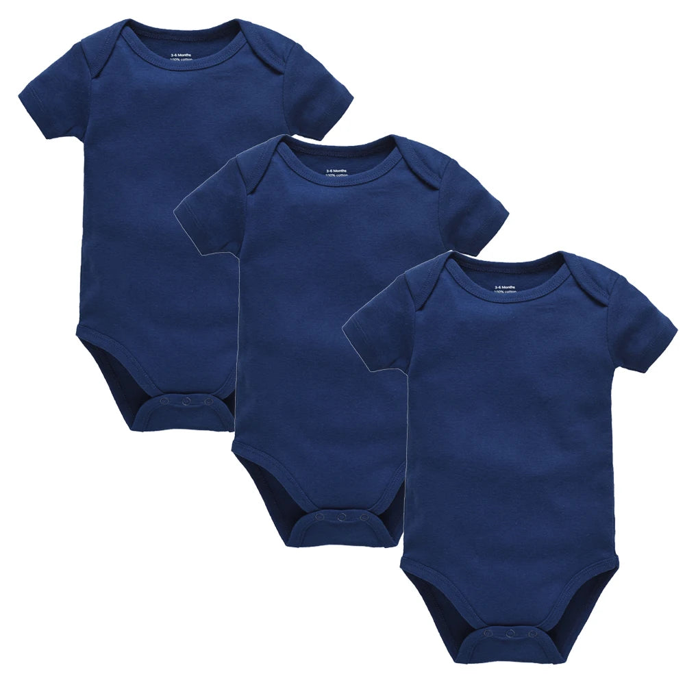 3PCS 5PCS Baby Boys Girls Clothes Solid White Short Sleeve Cotton