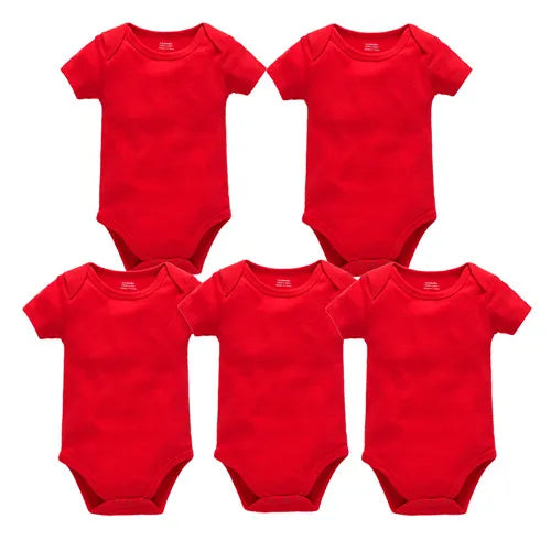 3PCS 5PCS Baby Boys Girls Clothes Solid White Short Sleeve Cotton