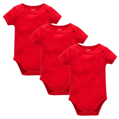 3PCS 5PCS Baby Boys Girls Clothes Solid White Short Sleeve Cotton
