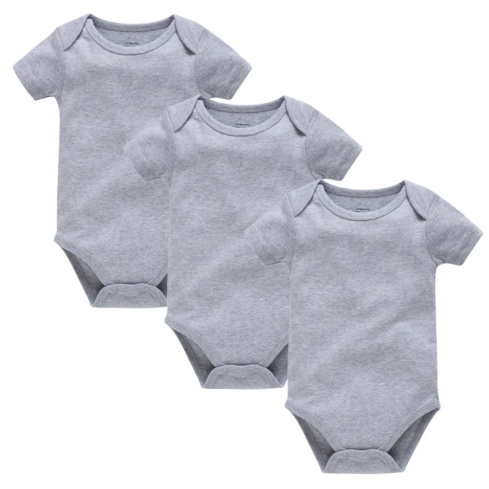 3PCS 5PCS Baby Boys Girls Clothes Solid White Short Sleeve Cotton