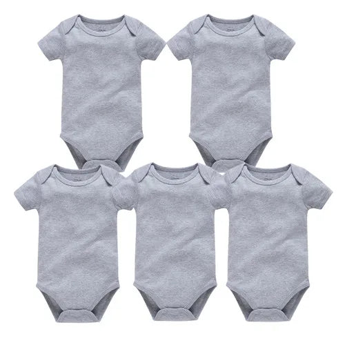 3PCS 5PCS Baby Boys Girls Clothes Solid White Short Sleeve Cotton