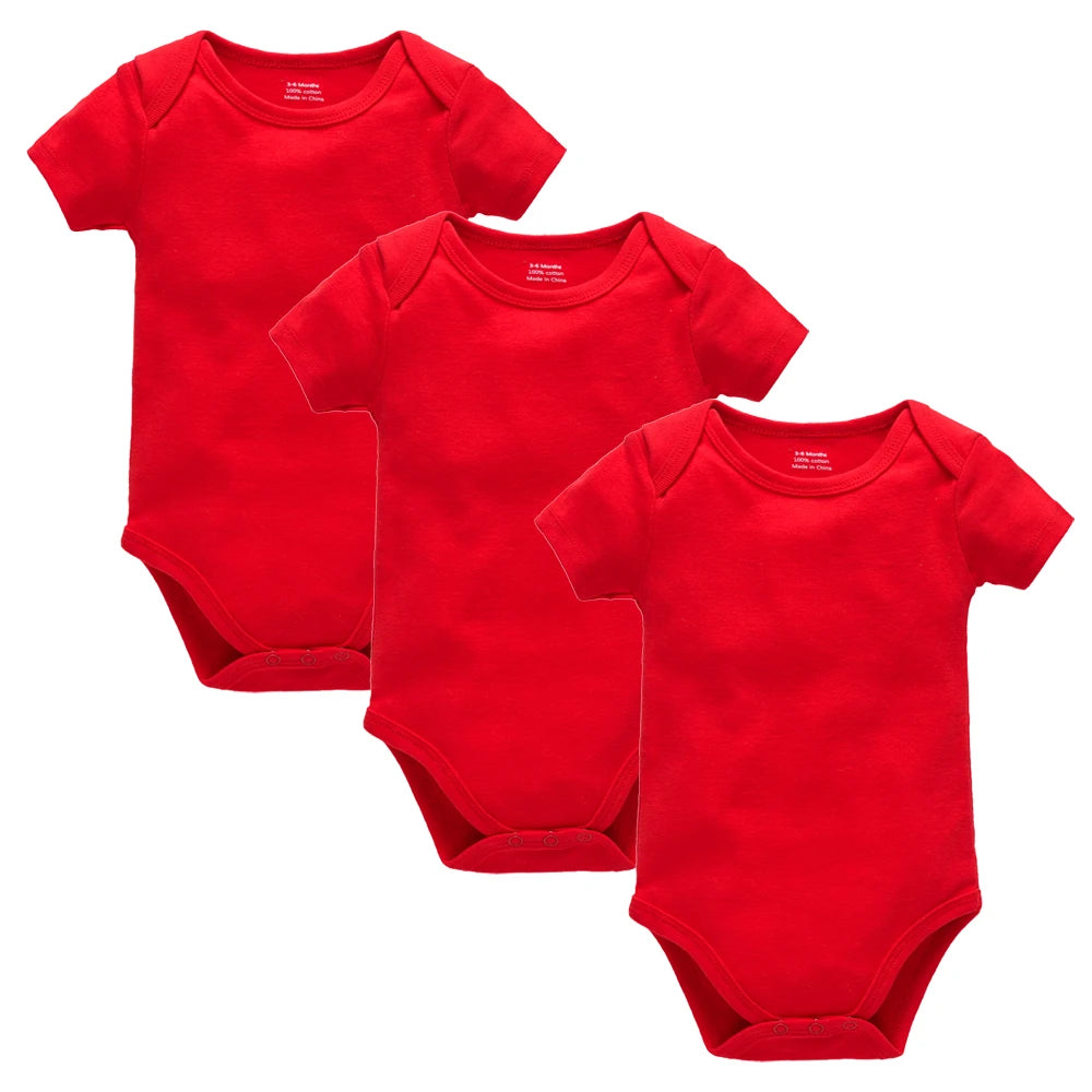 3PCS 5PCS Baby Boys Girls Clothes Solid White Short Sleeve Cotton