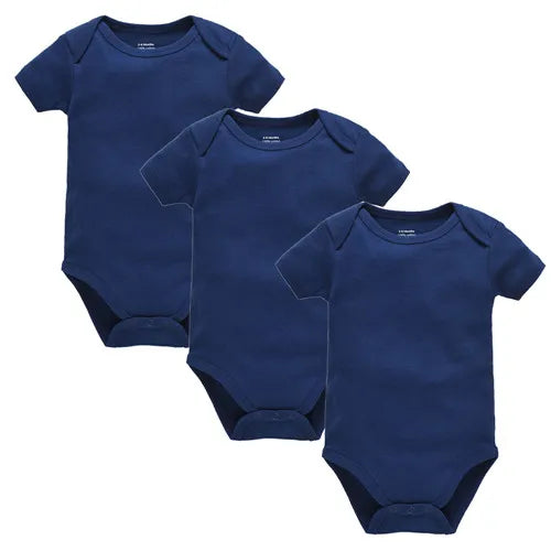 3PCS 5PCS Baby Boys Girls Clothes Solid White Short Sleeve Cotton