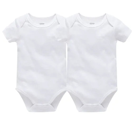 3PCS 5PCS Baby Boys Girls Clothes Solid White Short Sleeve Cotton