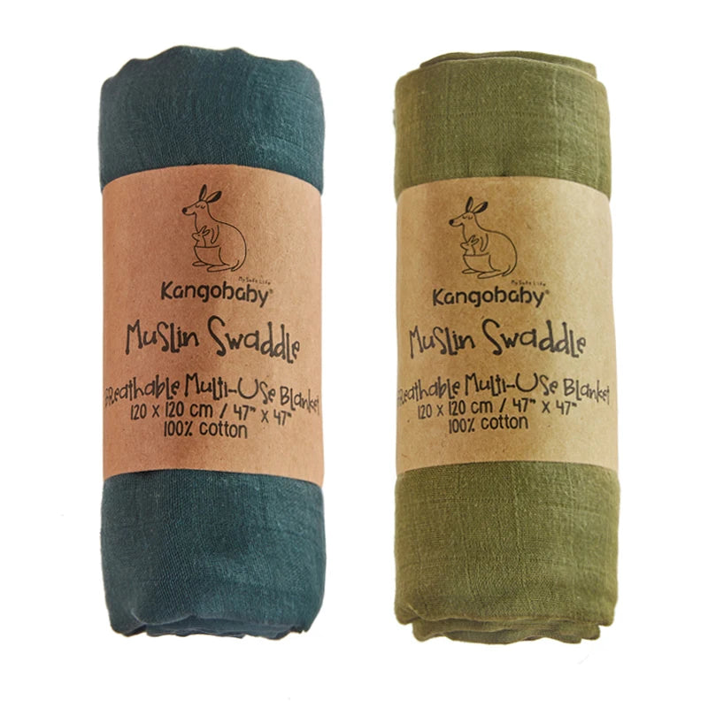 2pcs Set 100% Cotton Baby Muslin Swaddle Blanket Newborn Bath Towel Infant Wrap