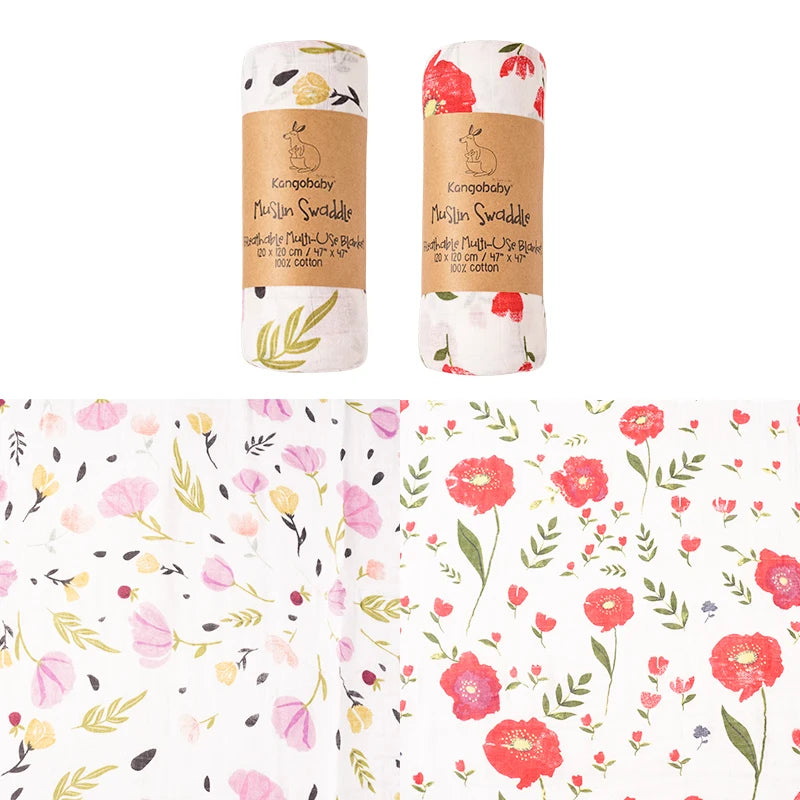 2pcs Set 100% Cotton Baby Muslin Swaddle Blanket Newborn Bath Towel Infant Wrap