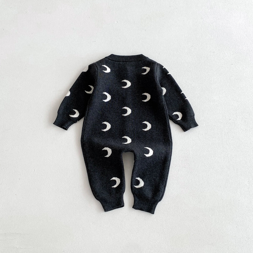 Baby Jumpsuits, Autumn Moon-Knitted Long-Sleeved Jumpsuits, Newborn Baby Sweaters, Crawling Suits