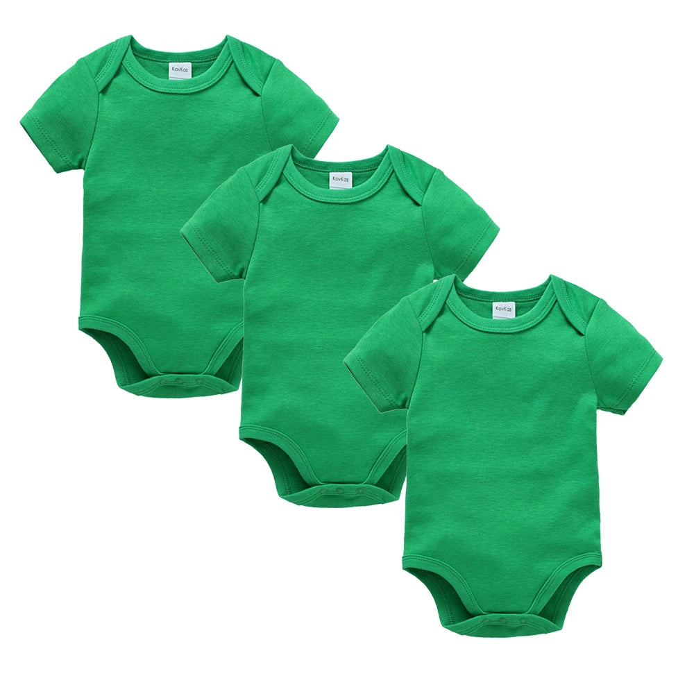 3PCS 5PCS Baby Boys Girls Clothes Solid White Short Sleeve Cotton