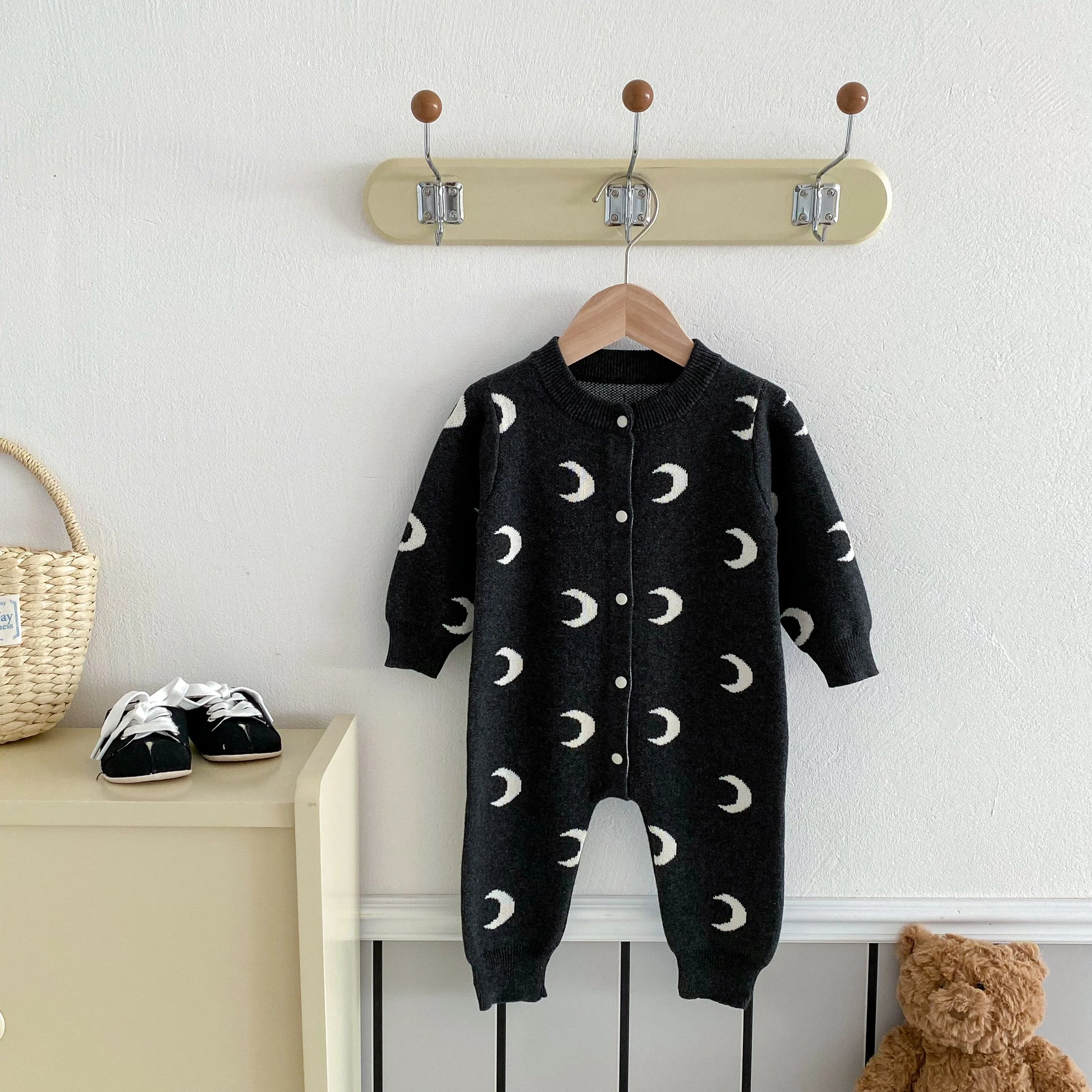 Baby Jumpsuits, Autumn Moon-Knitted Long-Sleeved Jumpsuits, Newborn Baby Sweaters, Crawling Suits