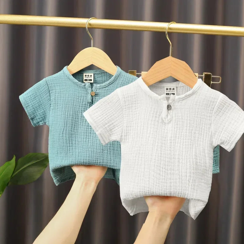 Baby Girls Boys  T Shirts Linen Cotton Boys Tops Children T-shirt