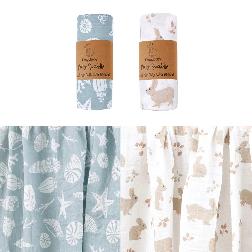 2pcs Set 100% Cotton Baby Muslin Swaddle Blanket Newborn Bath Towel Infant Wrap