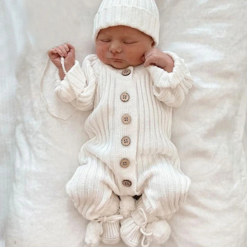 Infant Baby Girls Boys Knitted Jumpsuit Toddler Long Sleeved Knitting Romper