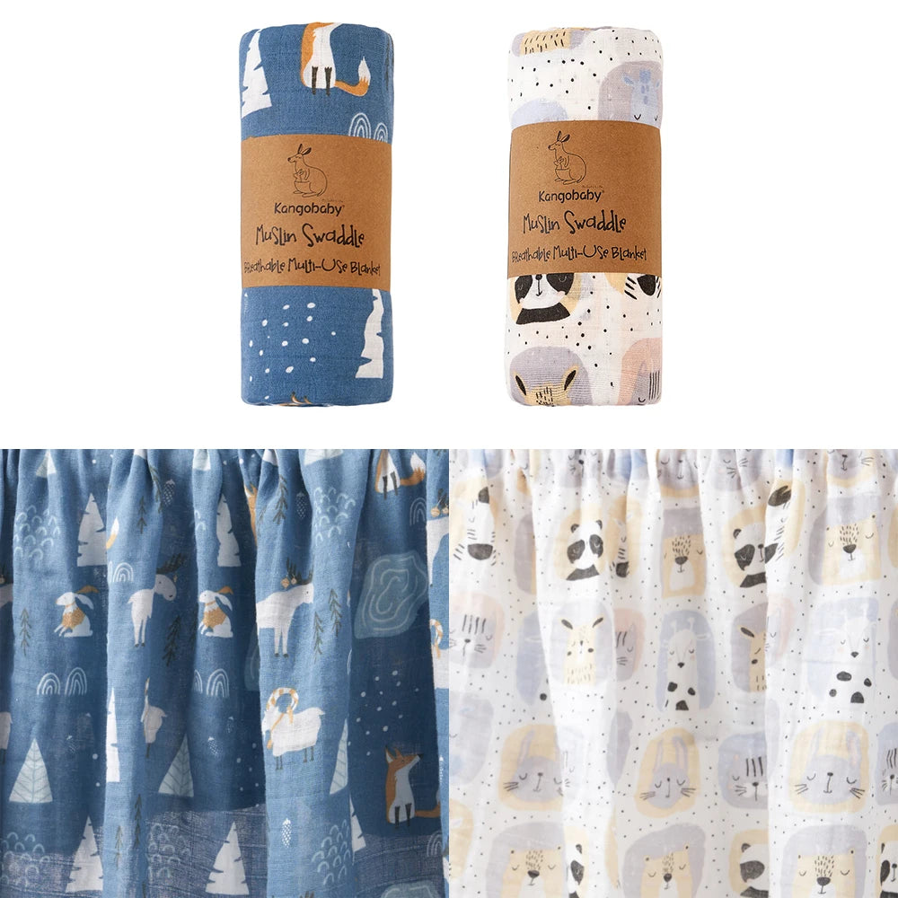 2pcs Set 100% Cotton Baby Muslin Swaddle Blanket Newborn Bath Towel Infant Wrap