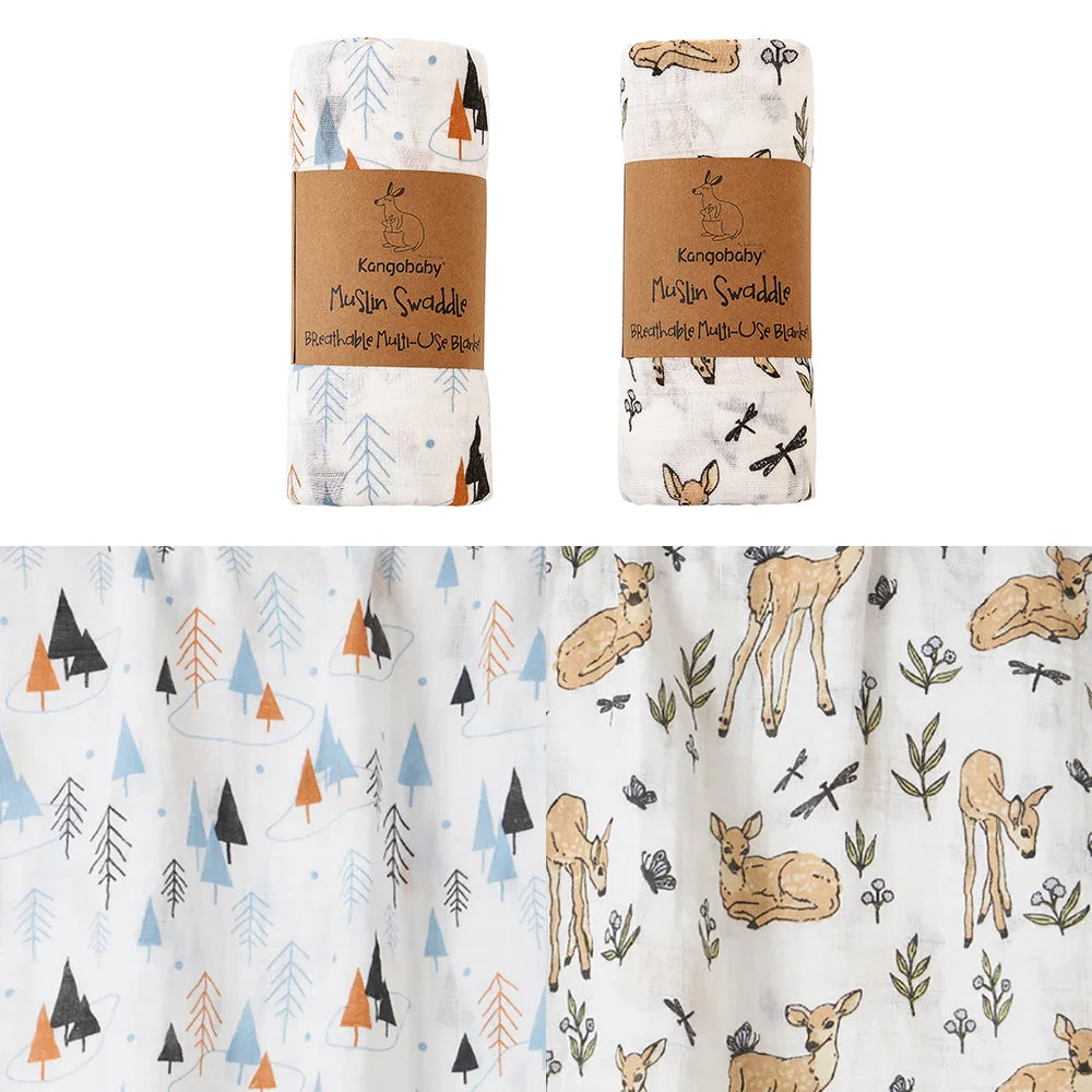 2pcs Set 100% Cotton Baby Muslin Swaddle Blanket Newborn Bath Towel Infant Wrap