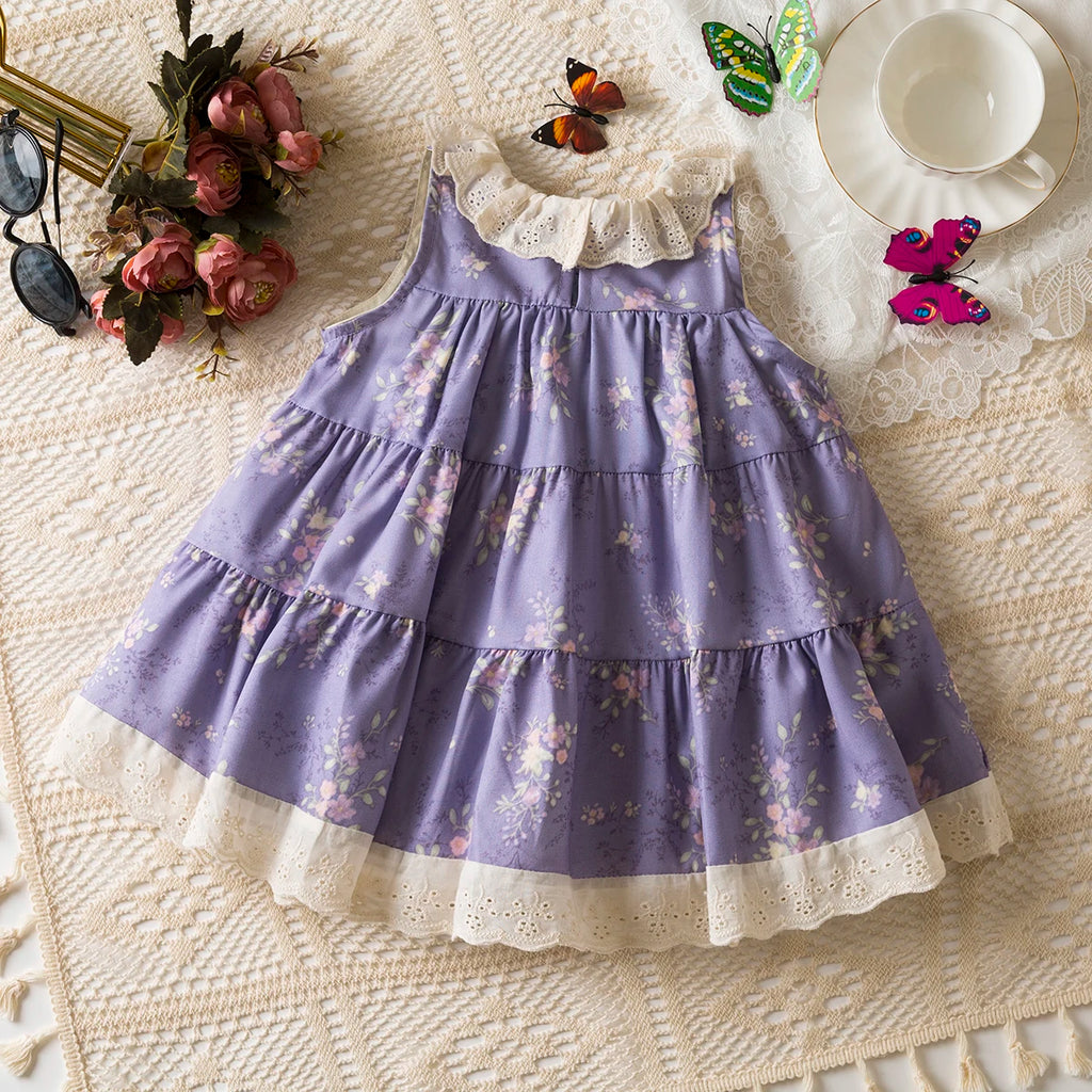 Baby Girl Dress Summer Cotton Floral Hanging Neck Girl Dress Cute Lace Girl Princess Dress Baby Clothes Girl