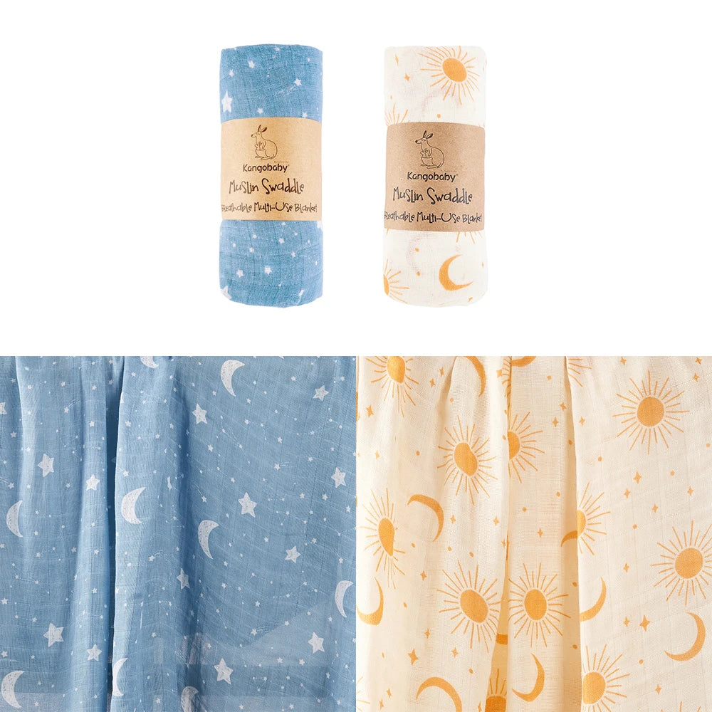 2pcs Set 100% Cotton Baby Muslin Swaddle Blanket Newborn Bath Towel Infant Wrap
