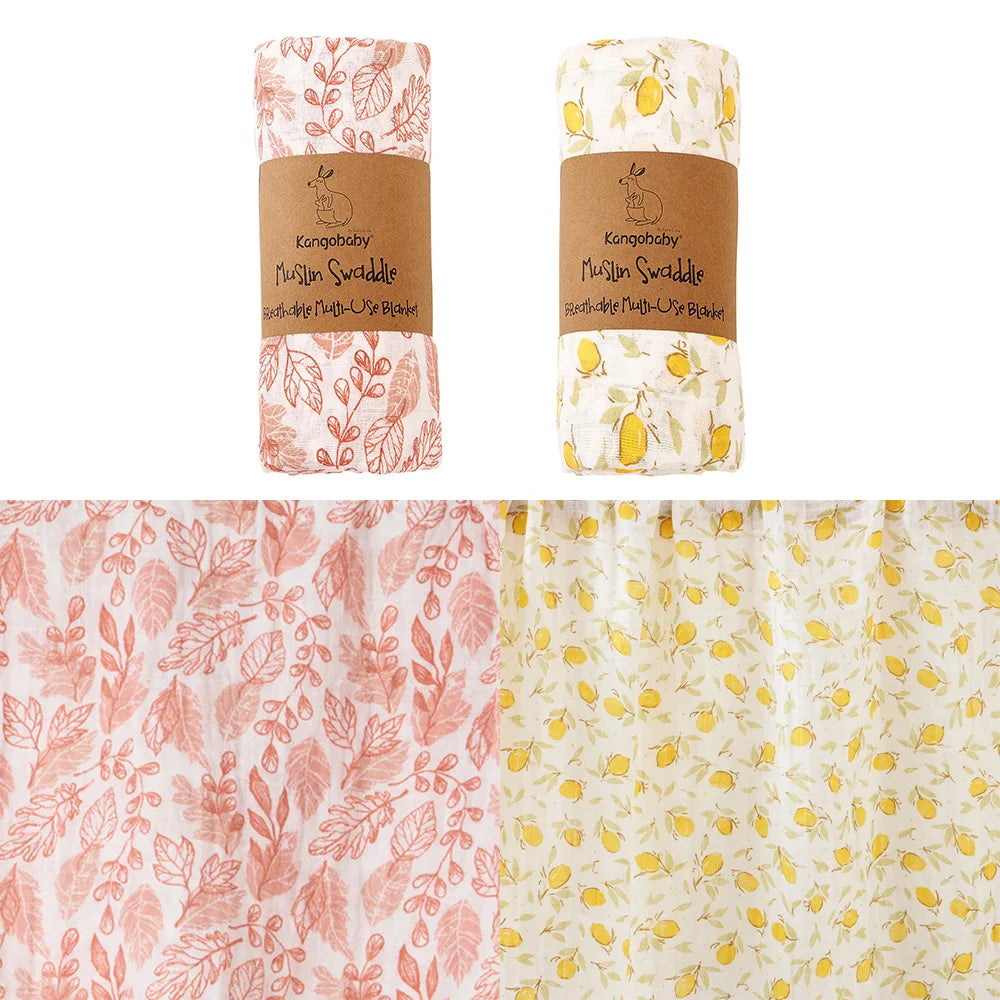 2pcs Set 100% Cotton Baby Muslin Swaddle Blanket Newborn Bath Towel Infant Wrap