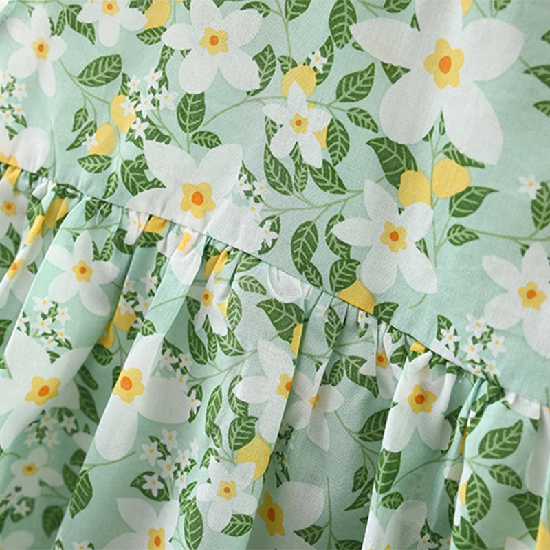 Baby Girl Dress Summer Cotton Bow Print Short Sleeves Baby Dresses Sweet Casual Beach Baby Girl Clothing